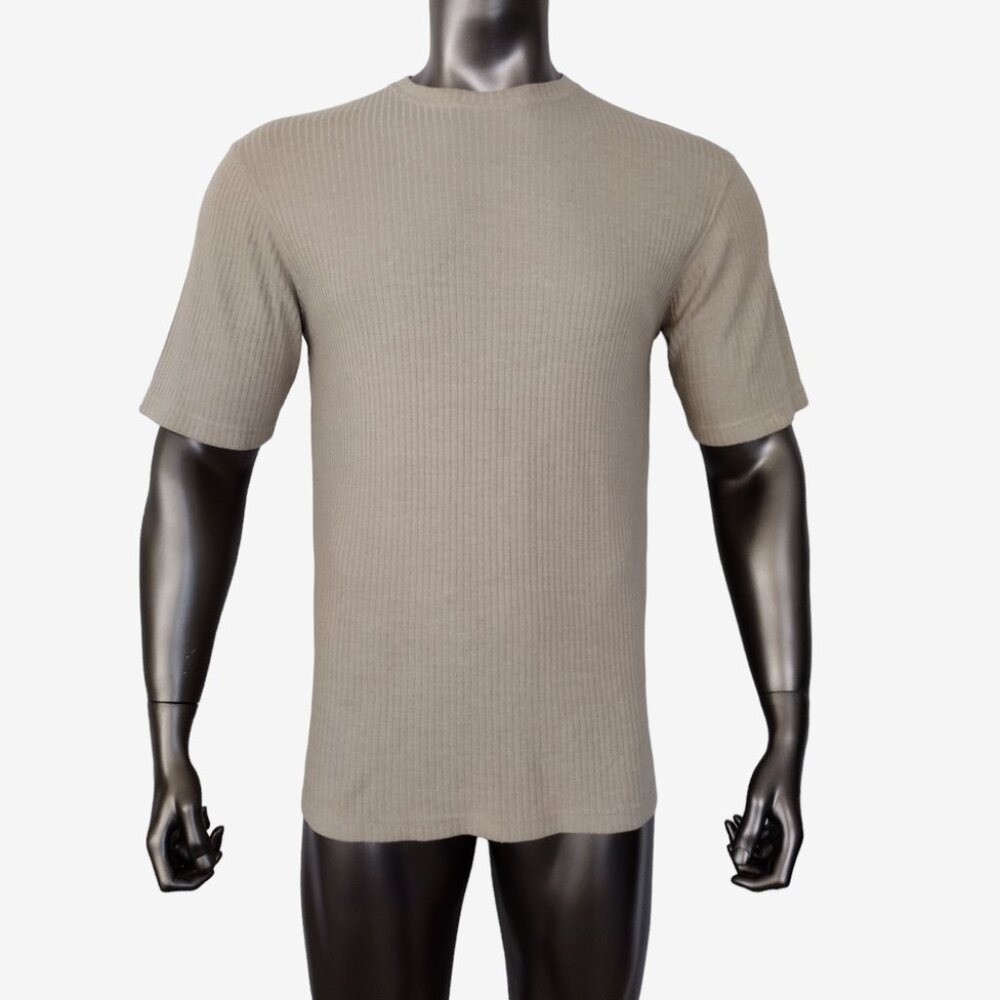 J Ferrar Light Tan Lightweight Soft Knit Crew Neck Short Sleeved Shirt